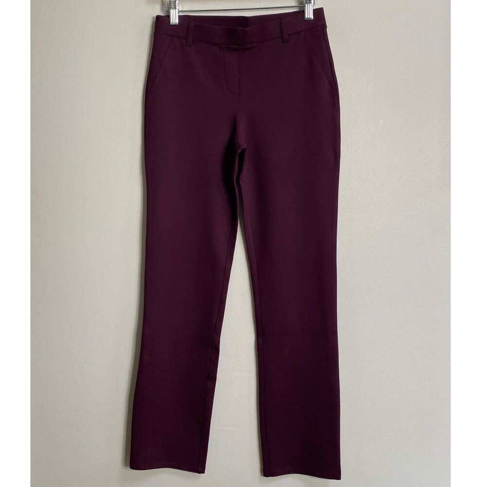 Quince Burgundy Ultra-Stretch Ponte Straight Leg Pants Size Small - Picture 7 of 15